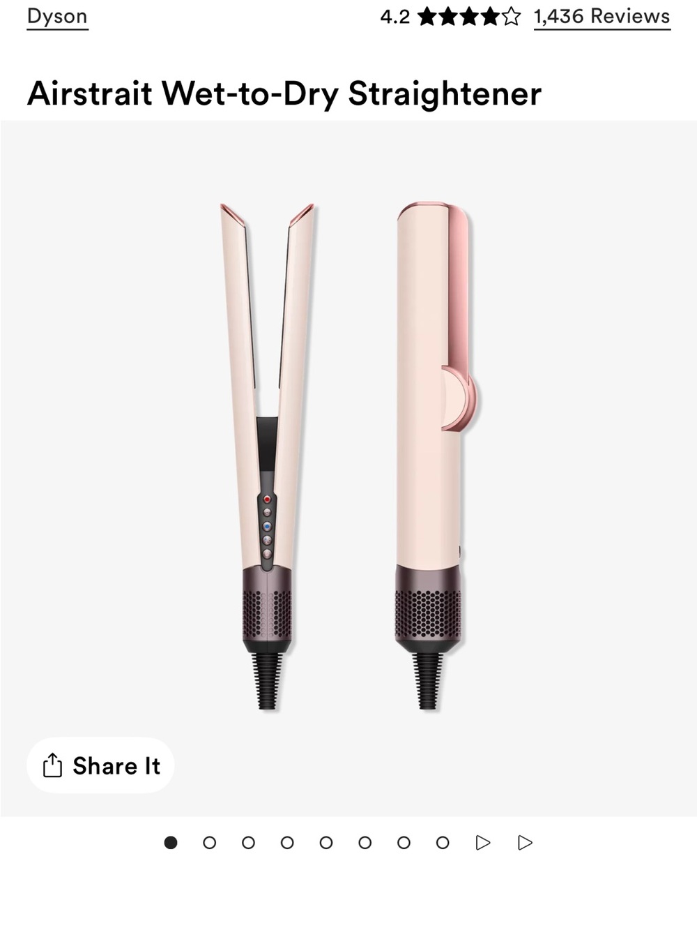 Dyson air straight wet to dry White and Rose Gold Corded Hair Straightener - Picture 9 of 9